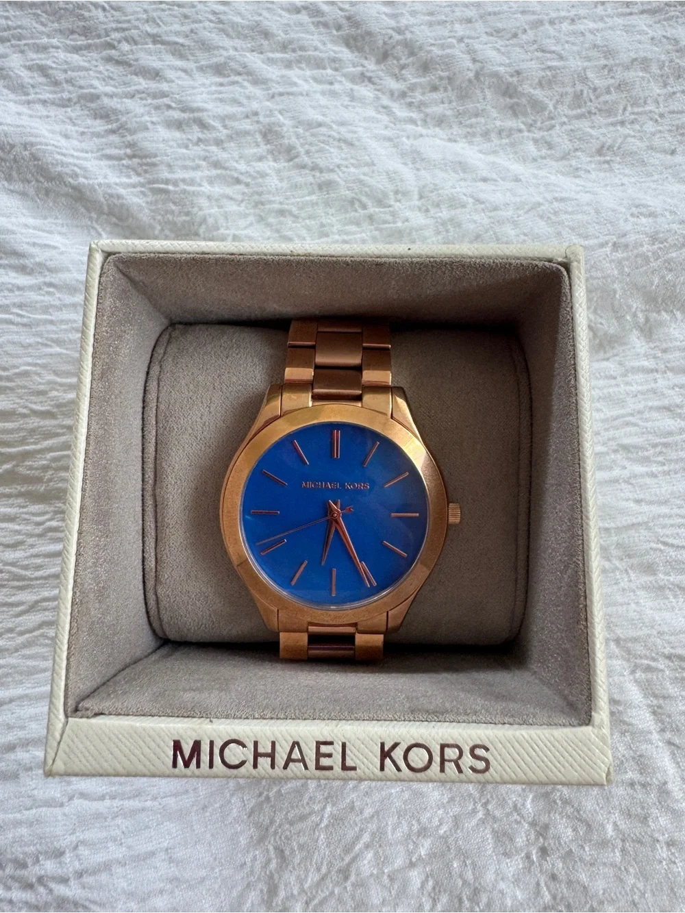 Michael Kors Rose Gold Men’s Watch with Blue Dial
